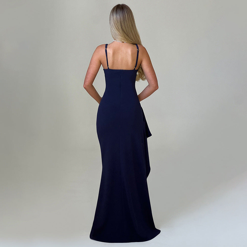 Damen Elegantes Maxikleid mit asymmetrischem Saum und figurbetonter Passform W&W Mode
