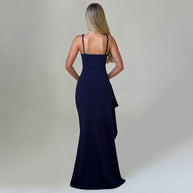 Damen Elegantes Maxikleid mit asymmetrischem Saum und figurbetonter Passform W&W