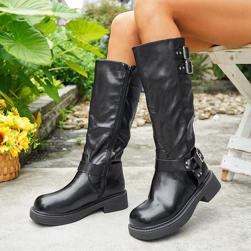 Damen Stiefel mit modischen Schnallen-Details und strapazierfähigem Obermaterial WW