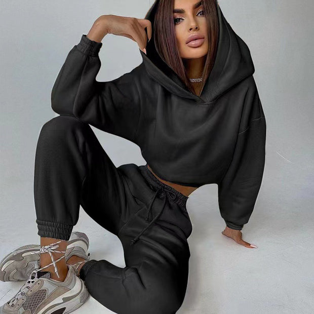 Damen sportliches und lässiges Hoodie-Set mit weitem Schnitt WW