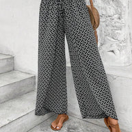 Damen weite Sommerhose mit elastischem Bund und floralem Design WW