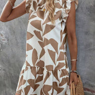 Damen Sommerkleid mit Rüschendetails und floralem Muster WW