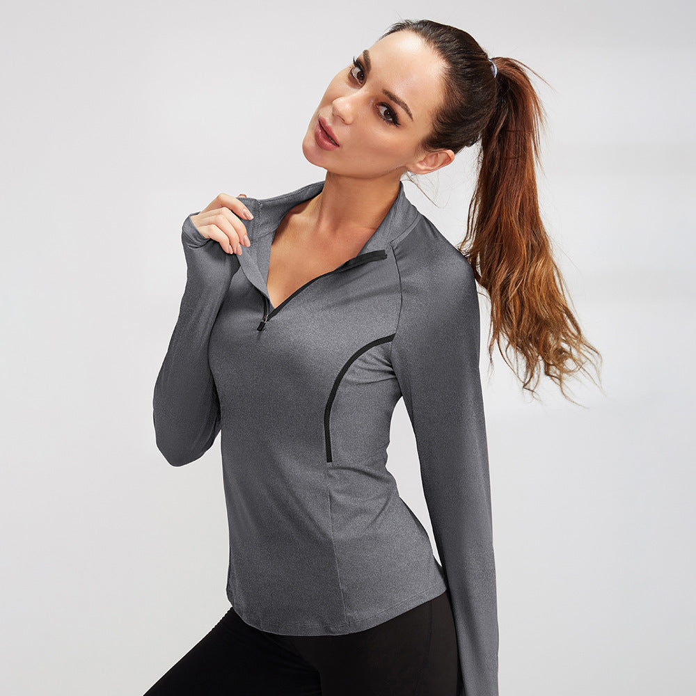 Damen Funktions-Langarmshirt mit Reißverschluss und atmungsaktivem Material WW
