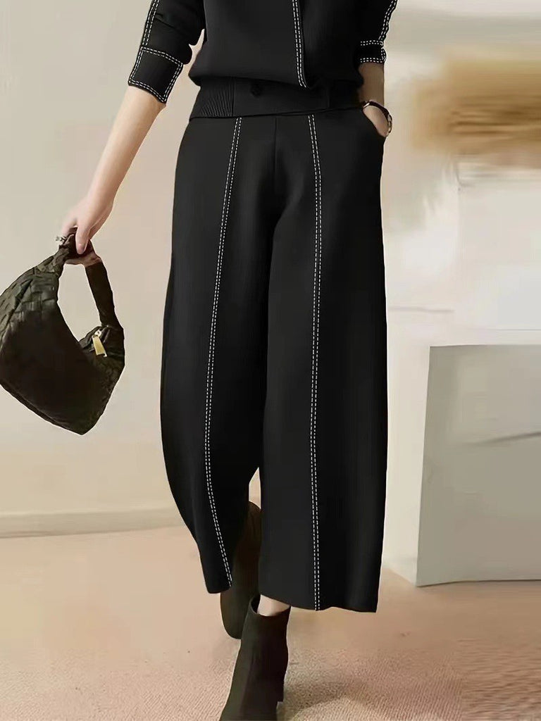 Damen elegante Culotte mit dekorativen Steppnähten WW