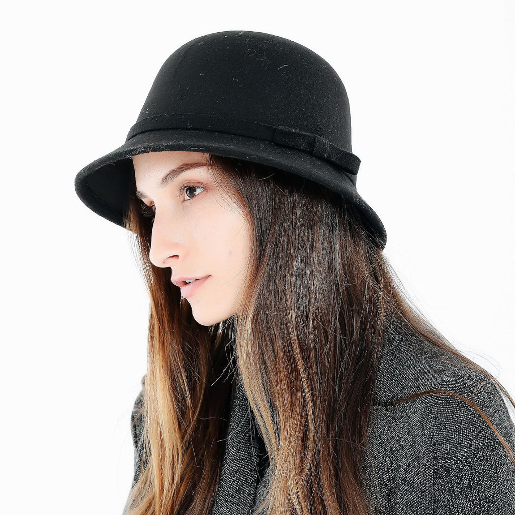 Damen Flapper-Stil Hut mit dekorativem Schleifenband WW