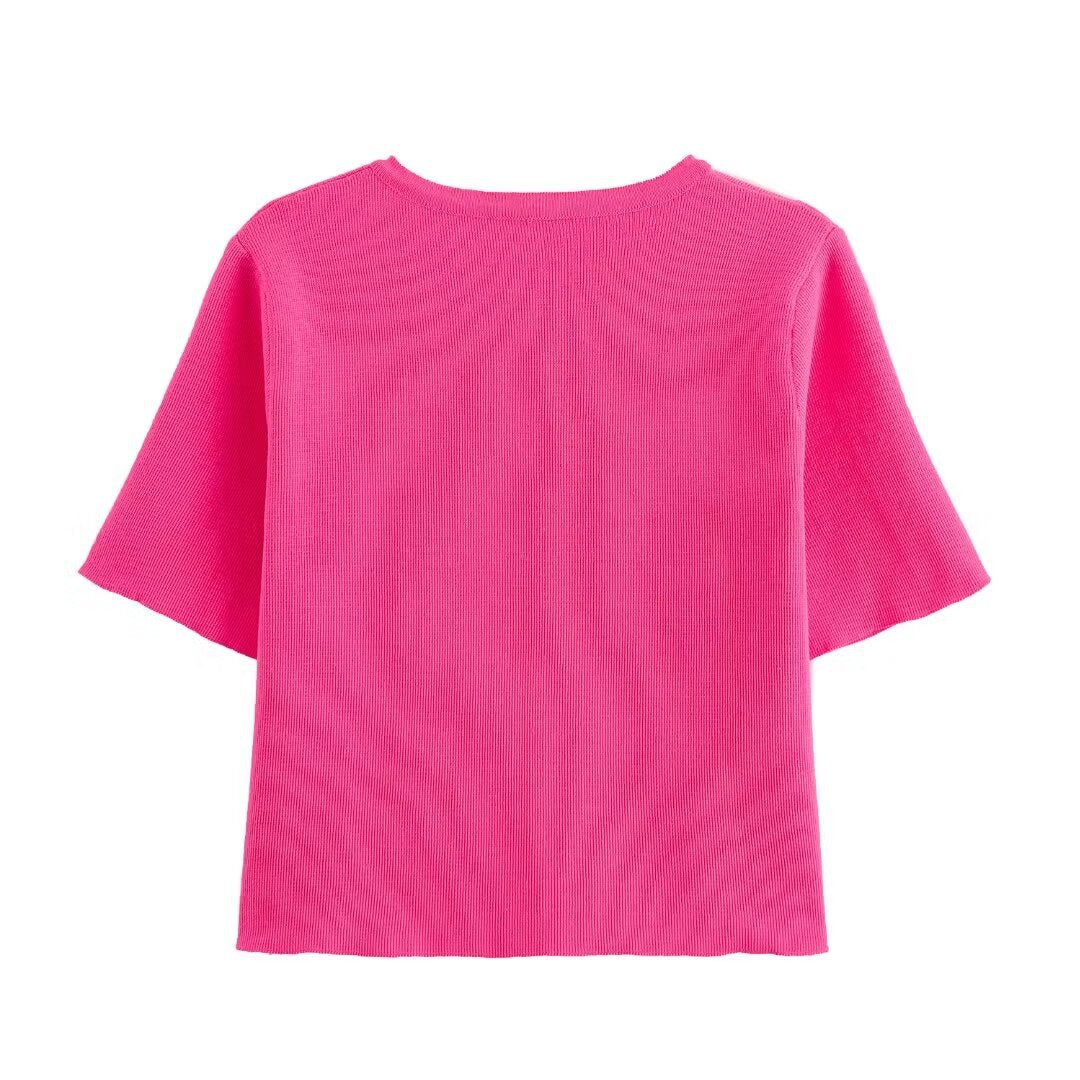 Damen Relaxed Fit Button-Up Cardigan mit kurzen Ärmeln WW