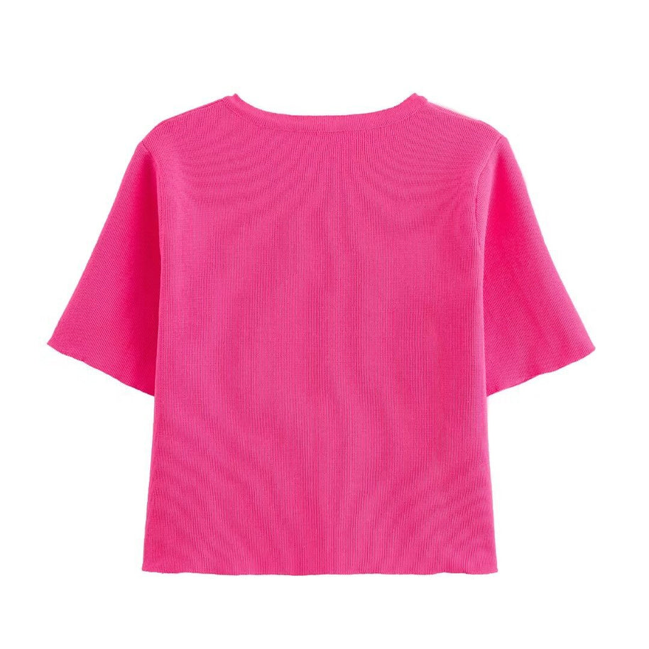 Damen Relaxed Fit Button-Up Cardigan mit kurzen Ärmeln WW