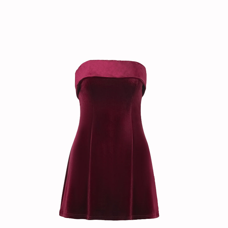 Damen Bustier Minikleid aus weichem Samt W&W Mode