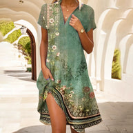 Frauen Kurzarm Floral Shift Kleid WW