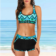 Damen Sport-Bikini-Set mit stylischem Crop-Top und Shorts WW