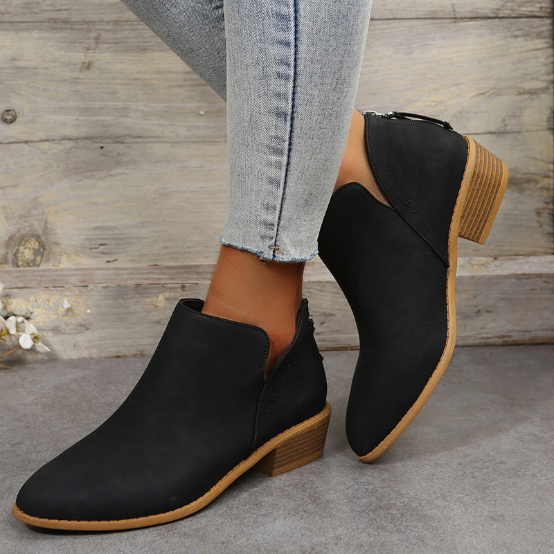 Damen Ankle Boots mit elegantem Reißverschluss und komfortablem Blockabsatz WW