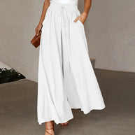 WW | Leichte Damen Leinenhose Mit Weitem Bein Für Frühling Und Sommer