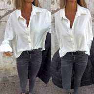 Damen lässige Hemdbluse mit Volantärmeln WW