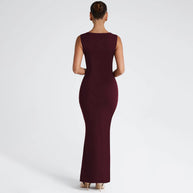 Damen Figurbetontes Abendkleid mit Quadrat-Ausschnitt und eleganter Drapierung WW