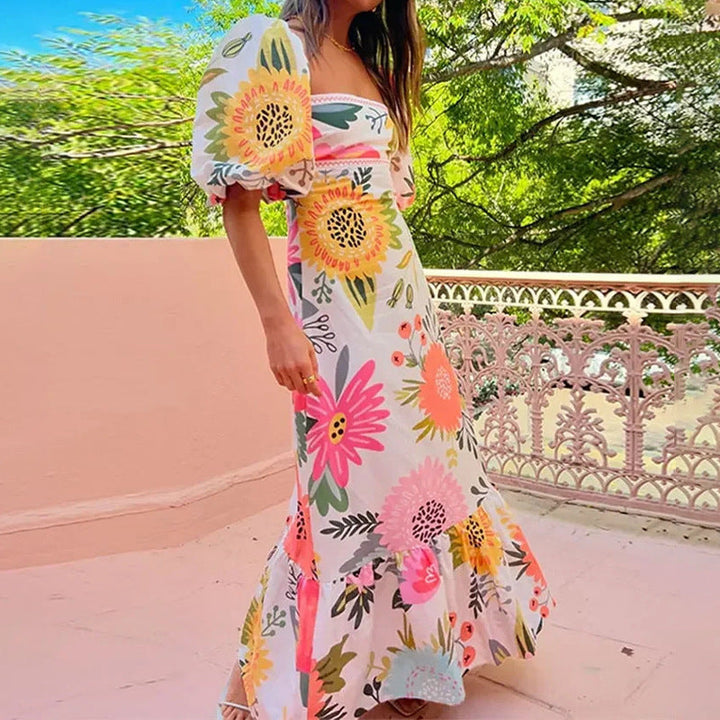 Damen Maxi-Kleid mit floralen Mustern W&W Mode