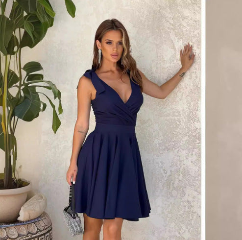 Damen A-Linien Kleid mit verstellbaren Bindegurten WW