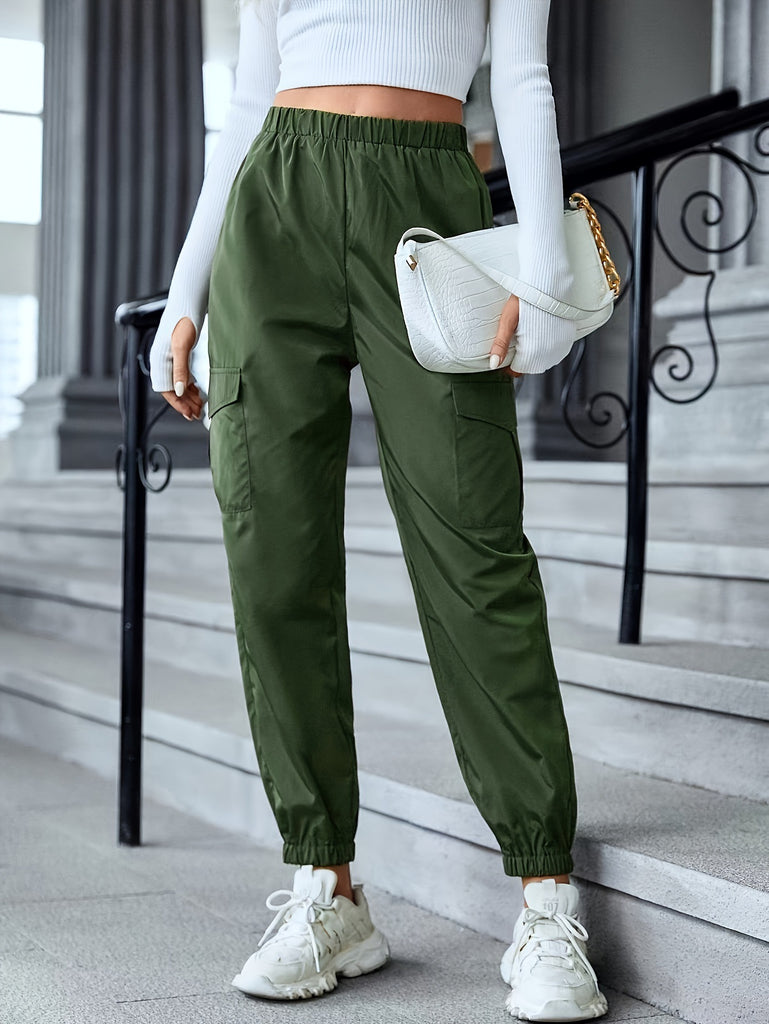 Damen Cargo-Hose mit seitlichen Taschen und elastischem Bund WW