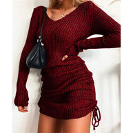 Damen Strickkleid mit figurbetontem Schnitt und Raffungen WW