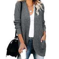 Damen Strickjacke mit offenem Schnitt und seitlichen Taschen WW