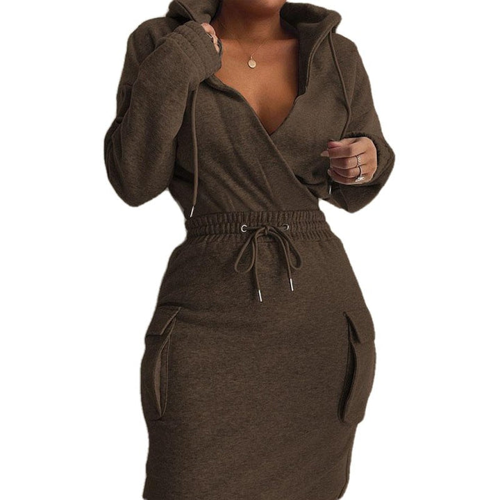 Damen Kapuzenkleid mit lässigem Schnitt und praktischen Taschen W&W Mode