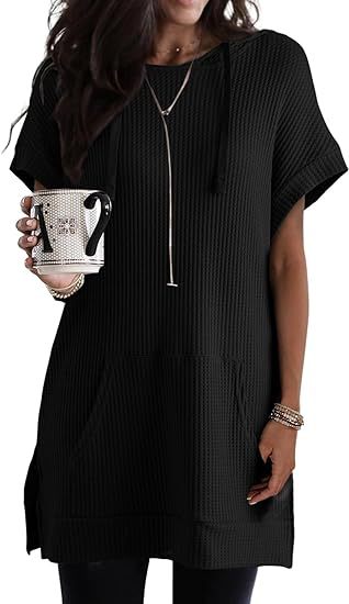 Damen lässiges Hoodie-Kleid mit praktischer Kängurutasche und Relaxed-Fit WW