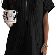 Damen lässiges Hoodie-Kleid mit praktischer Kängurutasche und Relaxed-Fit WW
