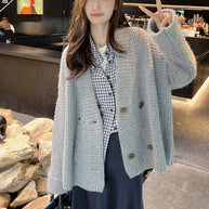 Damen Strickjacke mit doppeltem Knopfverschluss und weichem Material WW