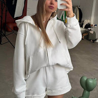 Damen bequeme Sweatshorts mit Oversized Hoodie WW