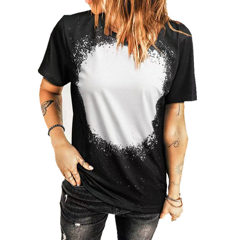 Damen T-Shirt mit kreativem Farbverlauf und einzigartigem Designdruck WW