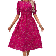 Damen Leichtes Blumendruck Maxi Kleid mit Smock-Taille WW