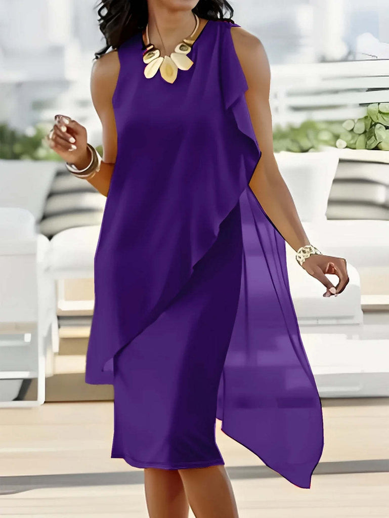 Damen elegantes und luftiges Abendkleid mit asymmetrischem Schnitt WW
