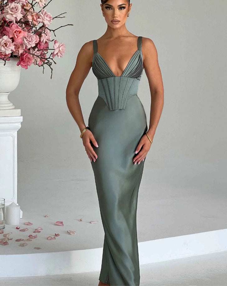 Damen Abendkleid mit Korsett-Oberteil und schimmerendem Finish WW