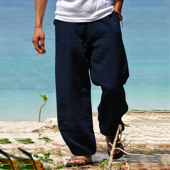 Herren lässige Leinenhose mit lockerer Passform und Seitentaschen W&W Mode