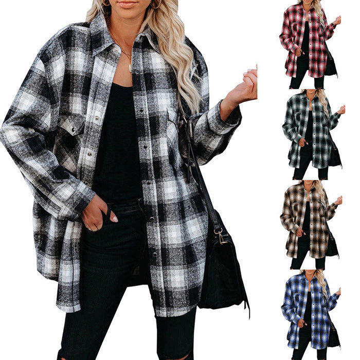 Damen Karo-Hemdjacke aus weichem Flanell mit praktischen Taschen W&W Mode