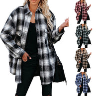 Damen Karo-Hemdjacke aus weichem Flanell mit praktischen Taschen WW