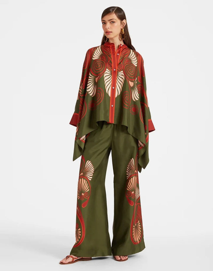 Damen Boho-Set mit Kimono-Oberteil und weit geschnittener Hose