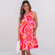 Damen ärmelloses Strandkleid mit schmeichelndem Schnitt und seitlichen Taschen WW