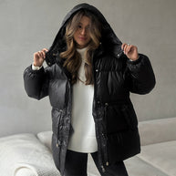 Damen Steppjacke mit verstellbarem Bund und Kapuze WW