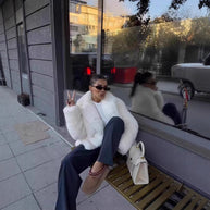 Damen Stilvoller Kunstfell-Shortjacke WW