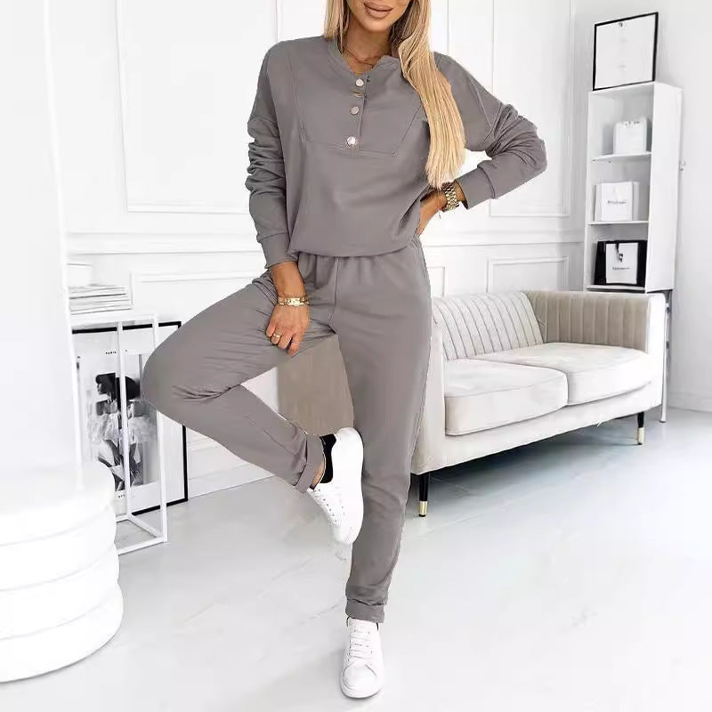 Damen Casual Jumpsuit mit asymmetrischem Ausschnitt und Knopfdetails