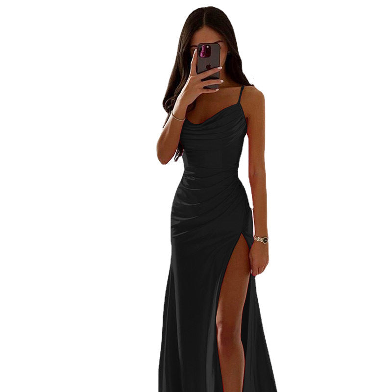 Damen elegantes Maxikleid mit asymmetrischem Schnitt und raffinierten Raffungselementen W&W Mode
