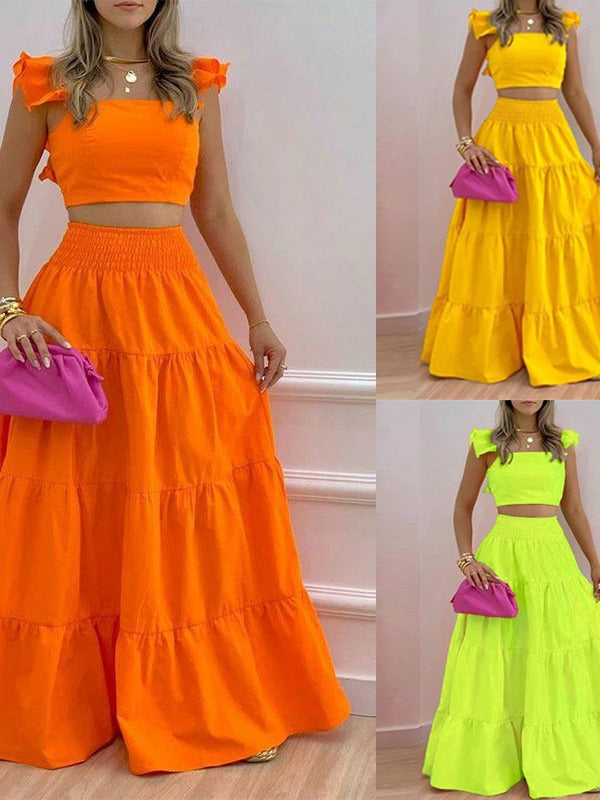 Damen Zweiteiliges Sommer-Outfit mit Volants WW