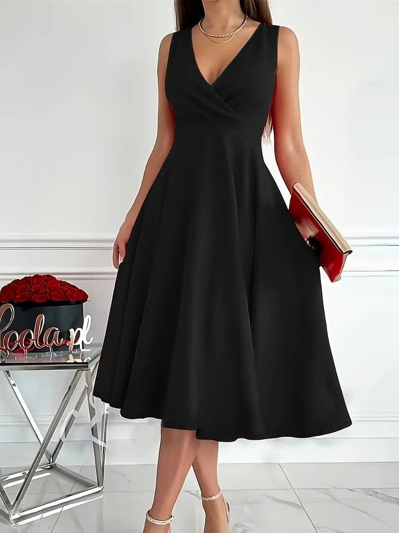 Damen A-Linien-Kleid mit V-Ausschnitt und schmeichelndem Schnitt WW