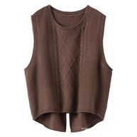 Damen Ärmellose Strickweste mit Zopfmuster und modernen Details WW