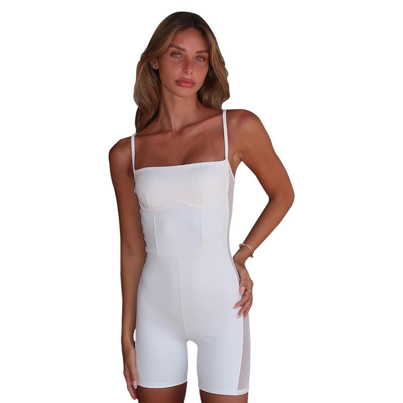 Damen Bodycon Jumpsuit mit schulterfreien Trägern und figurbetontem Schnitt WW