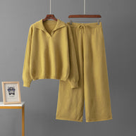 Damen bequeme Strickjacke mit weitem Schnitt und passenden Hosen WW