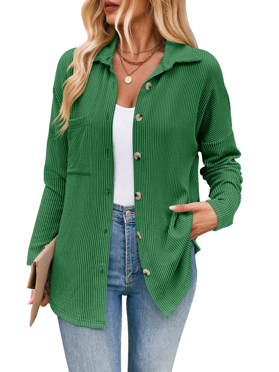 Damen lässige Strickjacke mit Knopfleiste WW