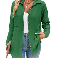 Damen lässige Strickjacke mit Knopfleiste WW