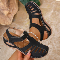 Damen bequeme Sandalen mit anatomisch geformtem Fußbett und luftigen Schlitzdesign WW