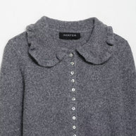 Damen Strickjacke mit kragen und dekorativem Knopfverschluss WW